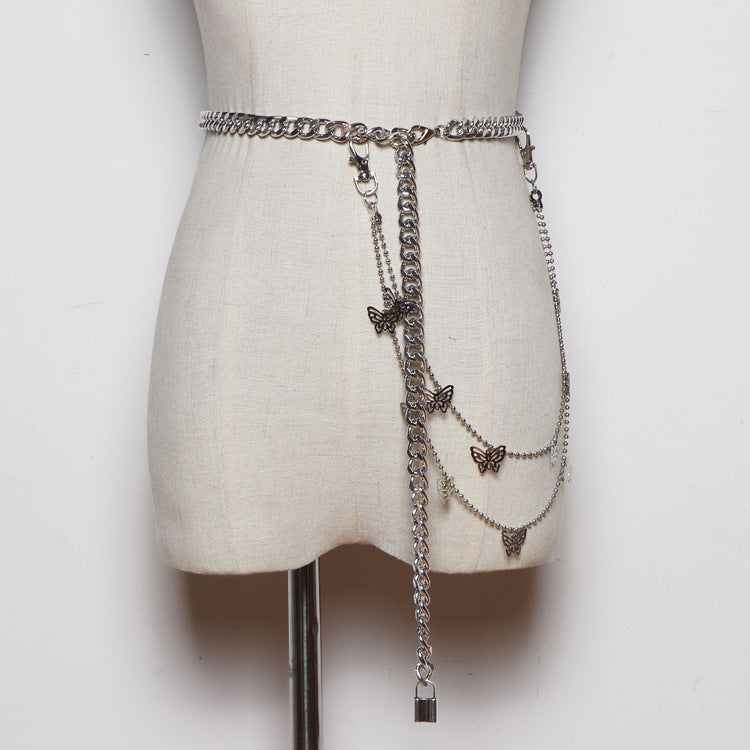 Belt Chain Butterfly Decoration Punk Waist Chain Pants Chain