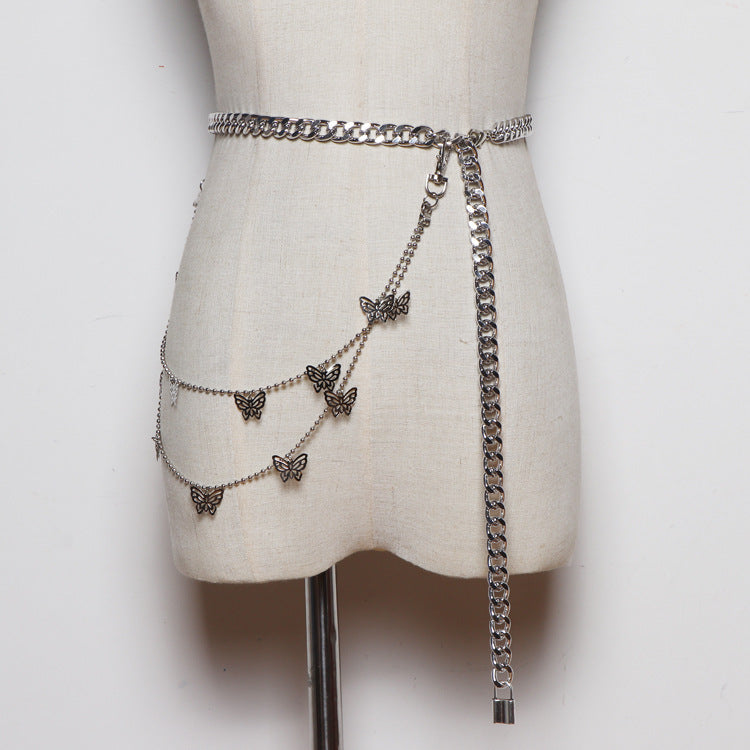 Belt Chain Butterfly Decoration Punk Waist Chain Pants Chain