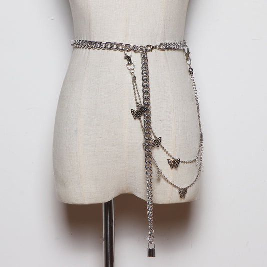 Belt Chain Butterfly Decoration Punk Waist Chain Pants Chain