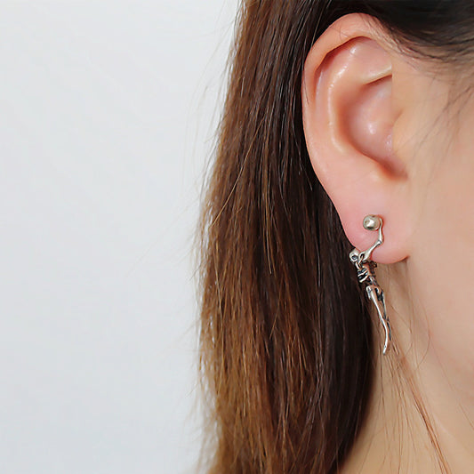 S925 Sterling Silver Personalized Creative Retro Simple Skull Stud Earrings